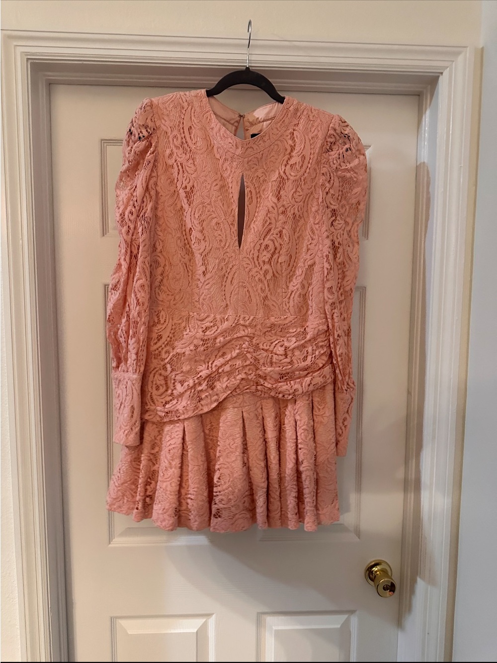 Bardot Blush Pink Lace Mini Dress
